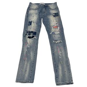 Kloud 9 Distressed Ripped Painted Grungy Denim Jeans Women's Size‎ 32/32